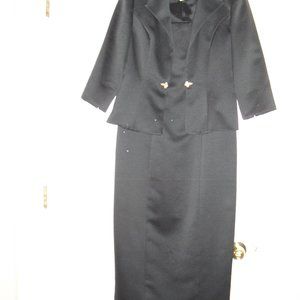 ALEX Evenings - Black Long Dress & Jacket - Rhinestone Closure - Size 10P